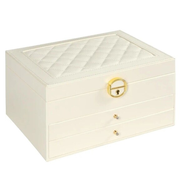 3 Layer White Jewelry Box, Jewelry Holder Organizer  , Large - Picture 13 of 14